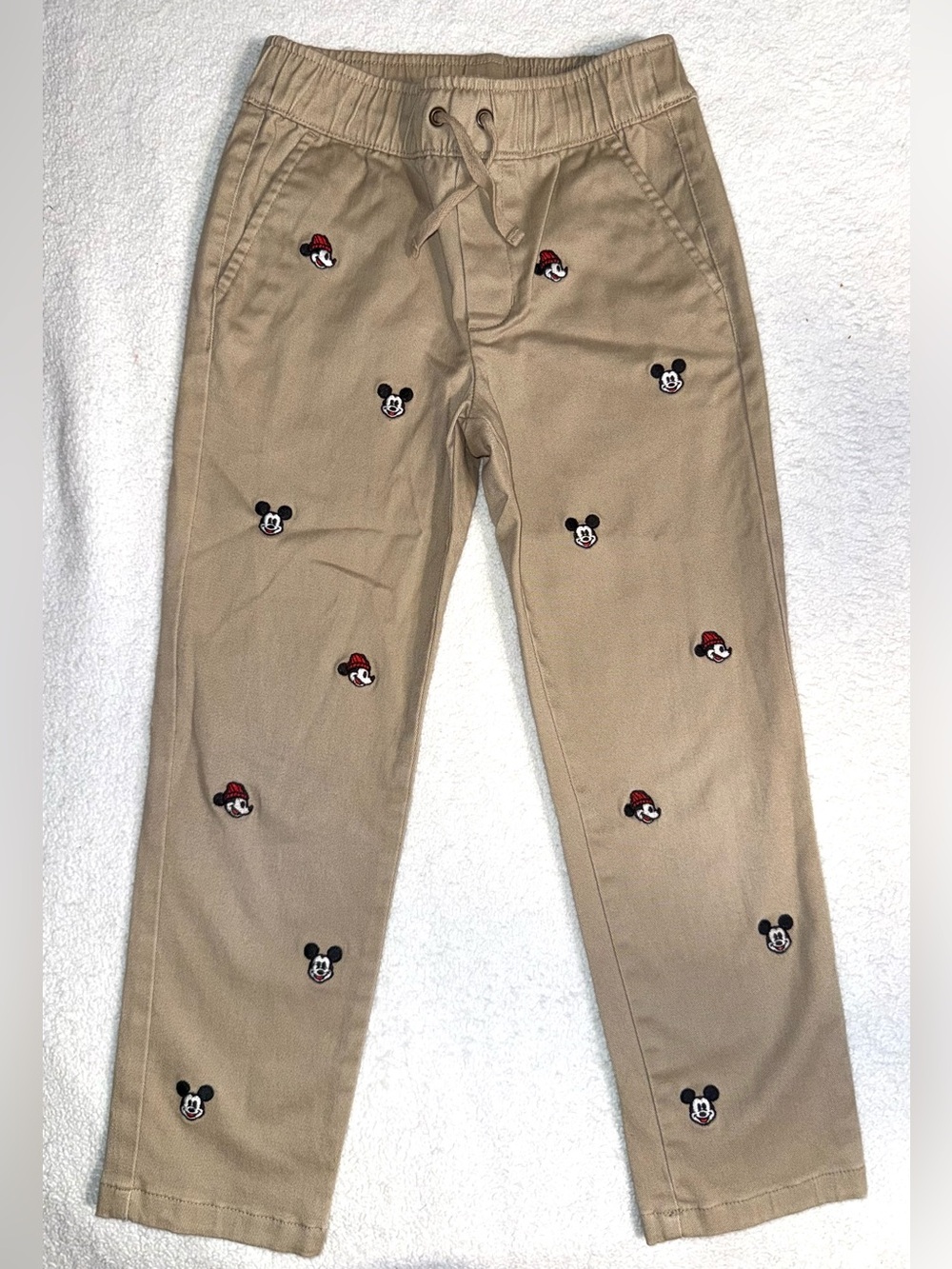 Disney x Janie and Jack Mickey Mouse Embroidered Khaki pants, size 5